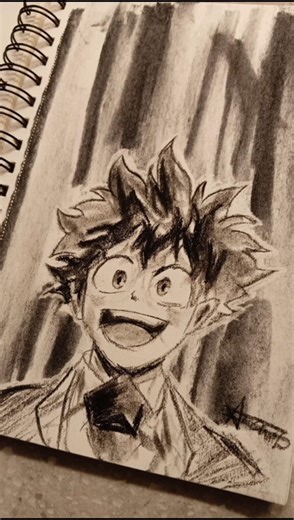 Drawing Deku(Izuku Midoriya) from My Hero Academia using charcoal|Day-116 Drawing Everyday #art#mha