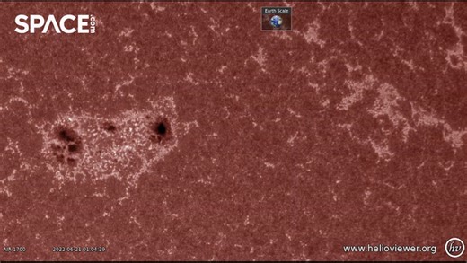 Sunspot expands in size captured through spacecraft time-lapse footage