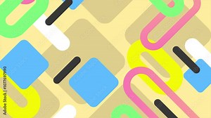 abstract modern background with modern geometric shapes in vibrant colors seamless 4k video background motion pop art design