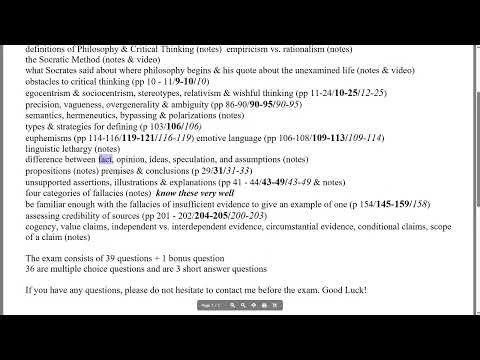 PHI 200 Midterm Exam Review Source