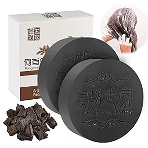 Black & Thick Hair Fallopia Multiflora Shampoo Bar, 2 Pcs He Shou Wu Shampoo Soap, He Shou Wu Extract Shampoo, Deeply Cleanses the Hair and Scalp. Promotes Hair Growth and Prevents Hair Loss