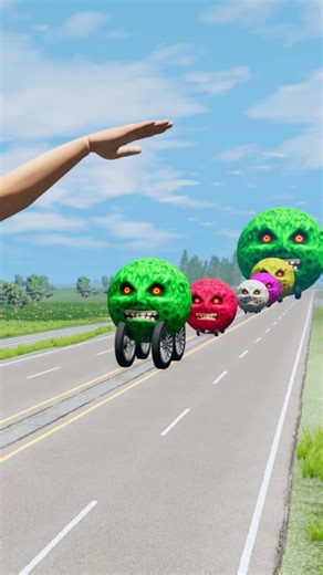 Giant Hand vs Cars & Monster Moon - BeamNG.drive