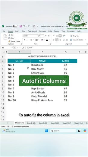 📊AutoFit Columns in Excel – One Click, Perfect Width! 🚀Tired of text getting cut off in Excel cells?