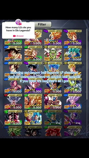 #answer to @lack.ofskill_dbl #dragonballlegends #dragonball #dragonballlegendslf #legendslimited #dragonballlegendsultra dragon ball legends , showing my legends limited characters and all the characters l got becasue why not?
