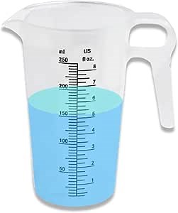 8oz (250 mL) Measuring Pitcher, Plastic, Multipurpose - Great for Chemicals, Oil, Pool and Lawn - Ounce (oz) and Milliliter (mL) Increments (1 cup)