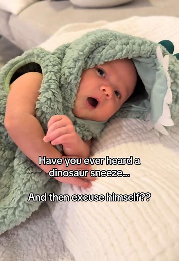 Funny Newborn Dinosaur Sneeze and Excuse Me