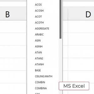 MS Excel Formula Tab