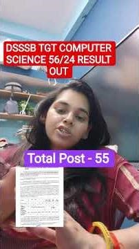 DSSSB TGT COMPUTER SCIENCE 56/24 RESULT OUT #nsclasses #computerscienc #dsssbresult