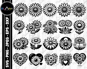 Daisy Flower SVG Bundle: Silhouette Clipart Vector (digital Download) - Etsy