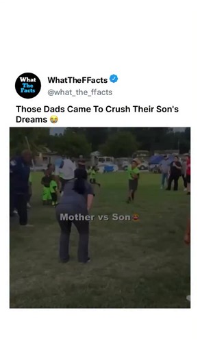 What_The_Facts on Instagram: "This viral compilation video captures the humorous and starkly different approaches parents take when practicing American football with their children. The first half, titled "Mother vs. Son," features heartwarming clips of moms playfully chasing their kids, gently attempting to tag them, and often letting the children "win" with a smile, highlighting a soft and encouraging coaching style. The tone shifts dramatically in the second half, "Father vs. Son," which is r