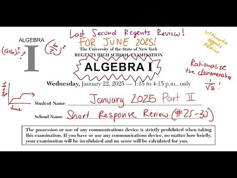 January 2025 Algebra 1 Regents Review (Part 2 #24-30)