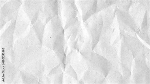 White detailed crumpled paper stop motion background texture. Seamless looping in 4k