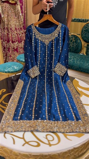 English Blue Outfit | Border Style Side Slit | Handmade Party Wear #pretwear #designerwear #shorts