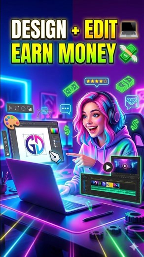 Graphic Design & Video Editing Skills for Freelancing💻💸 (Earn as a Beginner!) #businessideas #shorts