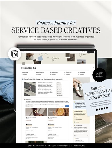 Notion Template Digital Business Planner, Project Management, CRM for Service Based Creatives and Freelancers - Etsy