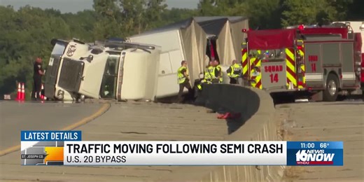Crash involving semi on U.S. 20 Bypass causes delays for several hours