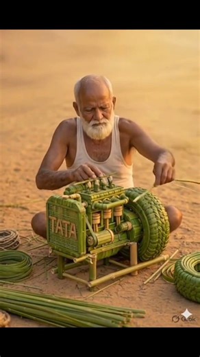 Dada built a tata truck by crafting it from green palm leaves.#aicraft​ #shorts​