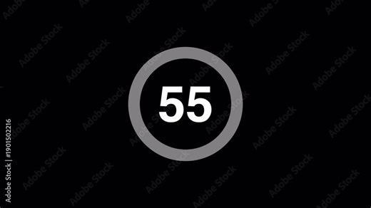Circular 60 Second Countdown Timer Animation 4K - Counting from 60 to 0 Seconds