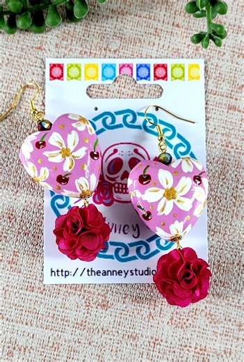 Mexican Heart-shaped Earrings — Hand-painted Wood and Tassel Earrings - Etsy