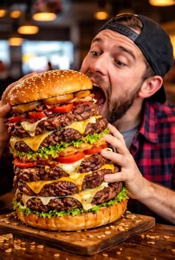Massive Hamburger Eating Challenge