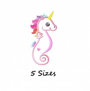 Unicorn Seahorse Applique Embroidery Design, Cute Fantasy Sea Horse, Under the Sea Machine Embroidery File, Instant Download - 5 Sizes - Etsy