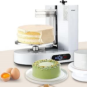 NEWTRY Electric Cake Decorating Machine Semi Automatic Cream Butter Coating Machine Icing Machine Surface Scraper for 4-12 inch Cakes 110V US