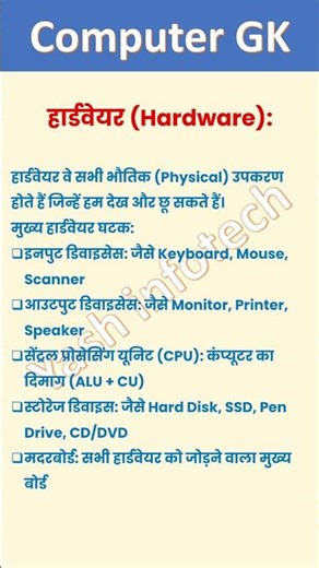 हार्डवेयर Hardware, ,computer system, computer knowledge, computer GK, computer Gyan, Shorts