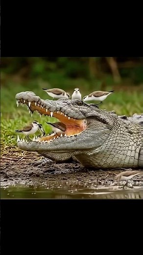 🐊 This Is How a Crocodile Cleans Its Teeth! 😱 #animalsfacts #yt
