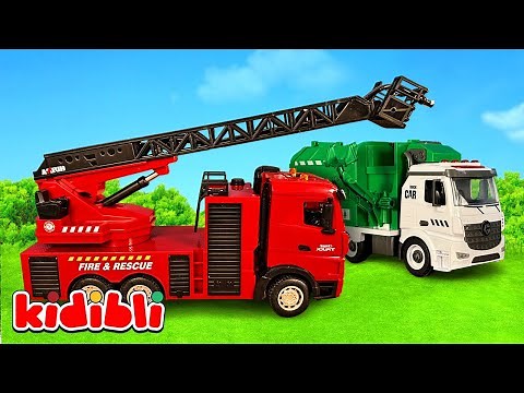 Müllwagen in Flammen! 🔥 Feuerwehr Spielzeuge im Rettungseinsatz | Lernvideo für Kinder | Kidibli