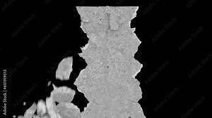 Concrete wall destructions fracture falling down.4k animation render with alpha channel.