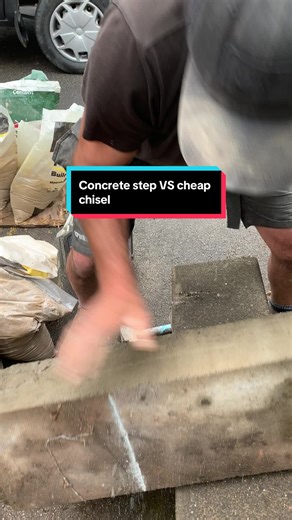 Concrete Step vs cheap chisel #m#mbbuildersp#pubtimes#stepb#bricklaying