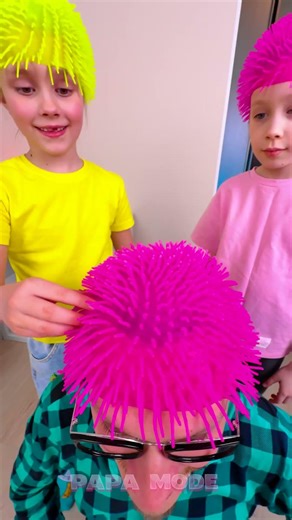 Puffer Ball Hair Trend with Daughters! 🪩 #trending #family