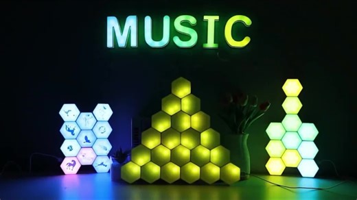 video, Smart Hexagonal LED Wall Light, APP DIY Remote Control16M RGB Colors, USB-Powered, Music Sync for Gaming Room, Bedroom, Powered Decorative Light