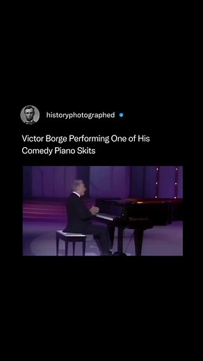 History Photographed on Instagram: "Victor Borge performing one of his iconic musical comedy skits, blending piano playing with sharp wit.⁠ ⁠ The Danish-American entertainer (1909–2000) became famous for routines like "Phonetic Punctuation" and "Inflationary Language," where classical music met slapstick humor.⁠ ⁠ This clip captures his signature style—flawless technique interrupted by perfectly timed jokes.⁠ ⁠ Credit: @VictorBorgeOfficial"