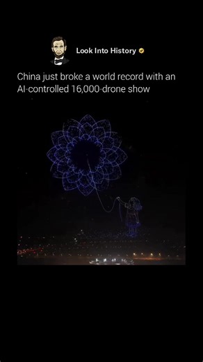 China just broke a world record with 16,000 drones flying in perfect sync — all choreographed by an AI swarm system 🤖✨ Each drone moved with millimeter precision to form 3D shapes, cultural icons, and even a glowing planet above Liuyang, Hunan. This kind of coordination isn’t humanly possible — AI managed every single position, path, and light pattern in real time. Via: @junshiguancha on X - #china #ai #droneshow #technology #innovation #worldrecord | How History Is Created