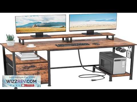 Furologee 47" Computer Desk with File Cabinet and Power Outlets Home Office