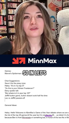 Script Writing for MinnMax's Game of the Year Debate