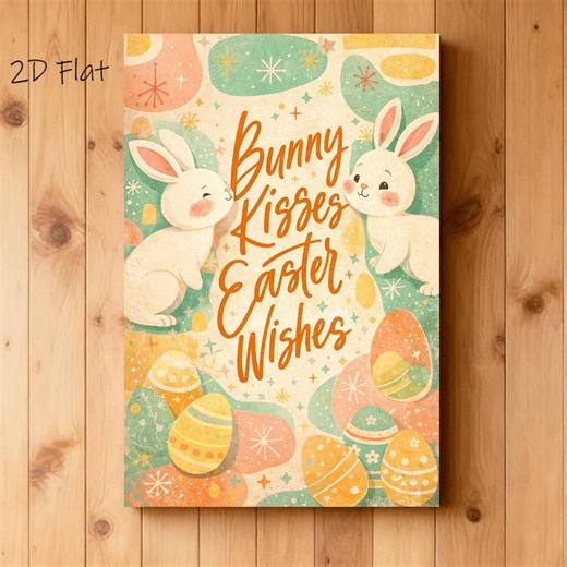 Bunny Kisses Easter Wishes Print | Whimsical Spring Home Decor | Cute Rabbit Nursery Art | Family Love Wall Art Easter Digital Download - Etsy