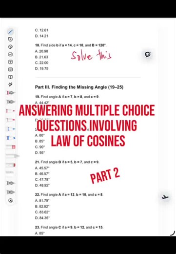 Law of Cosines in Multiple Choice Questions - Part 2