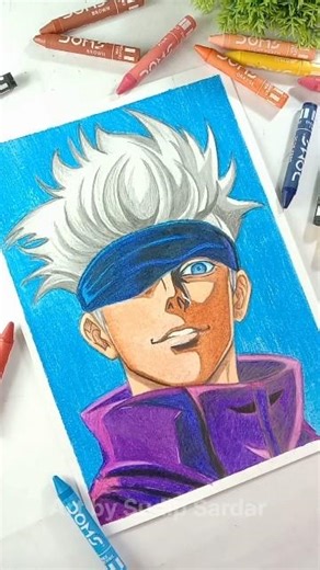 Gojo Drawing 🔥 Watch Till End 😱 #shorts #gojo #jujutsukaisen #animeart #drawing