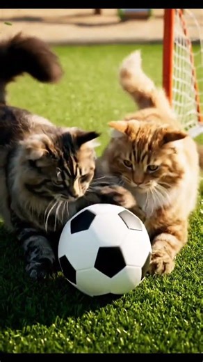“When cats think they’re professional footballers ⚽🐾”“No rules. Just paws and goals 😹⚽”