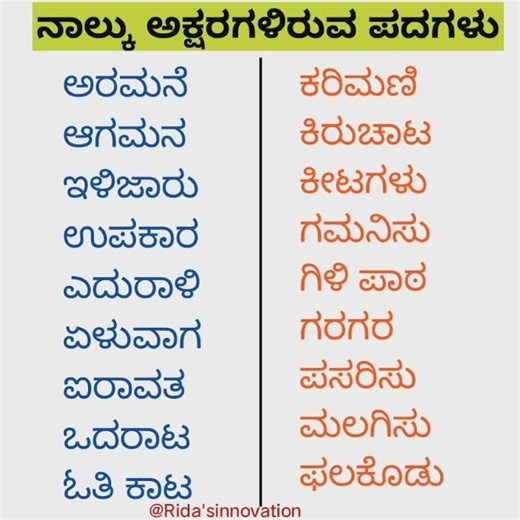 ಕನ್ನಡ ವ್ಯಾಕರಣ //ನಾಲ್ಕು ಅಕ್ಷರ ಪದಗಳು #Kannada grammar