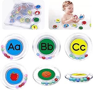 26pcs Letters Floating Alphabet Bath Toys Ring, Mold Free Bathtub Toys Water Pool Toys Set with Mesh Bag for Kids Babies Toddlers Ages 2 3 4 - Preschool ABC Learning Educational Gifts