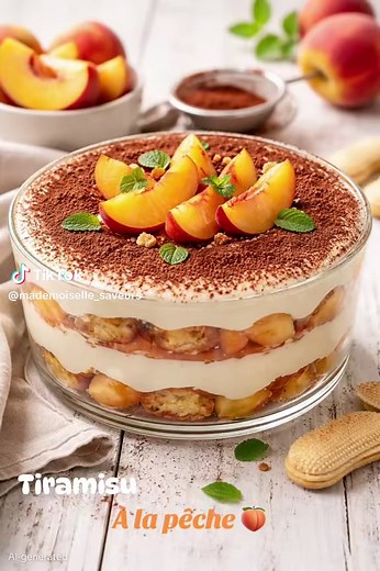 Tiramisu aux Pêches : Un Dessert Italien Fruité