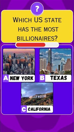 Which US state has the most billionaires? #usa #usaquiz #triviatricks #americantrivia #trivia #quiz
