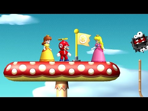 New Super Mario Bros. Wii - 3 Player Co-Op Walkthrough - World 7 - Mario, Peach & Daisy!