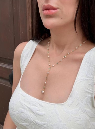 Y Design Necklace, Handmade, Natural Stone. - Etsy