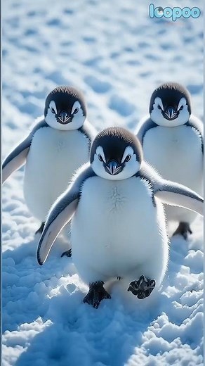 Cute Penguin Family enjoying Snowfall❄️ #cute #adorable #penguin #babyanimals #fluffy #cuteanimals