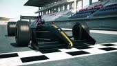 Racing car getting ready then accelerating. High quality 3d animation