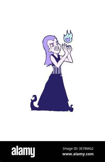 vibrating motion animation of cartoon witch woman casting spell Stock Video Footage - Alamy